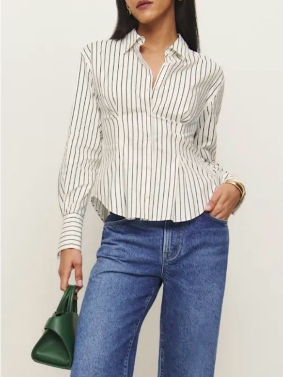 Becker Shirt Striped White & Black Button-Front Shirt